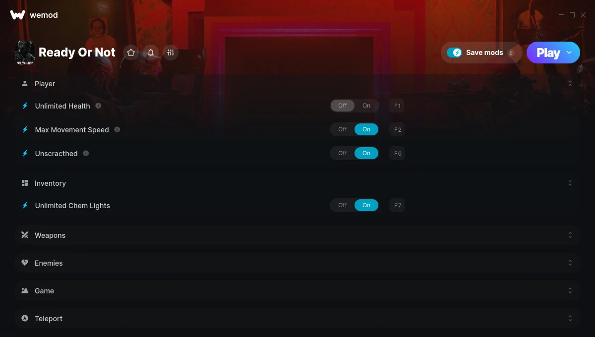 Ready Or Not "Трейнер +26 от WeMod: Здоровье, скорострельность, пули и пр"