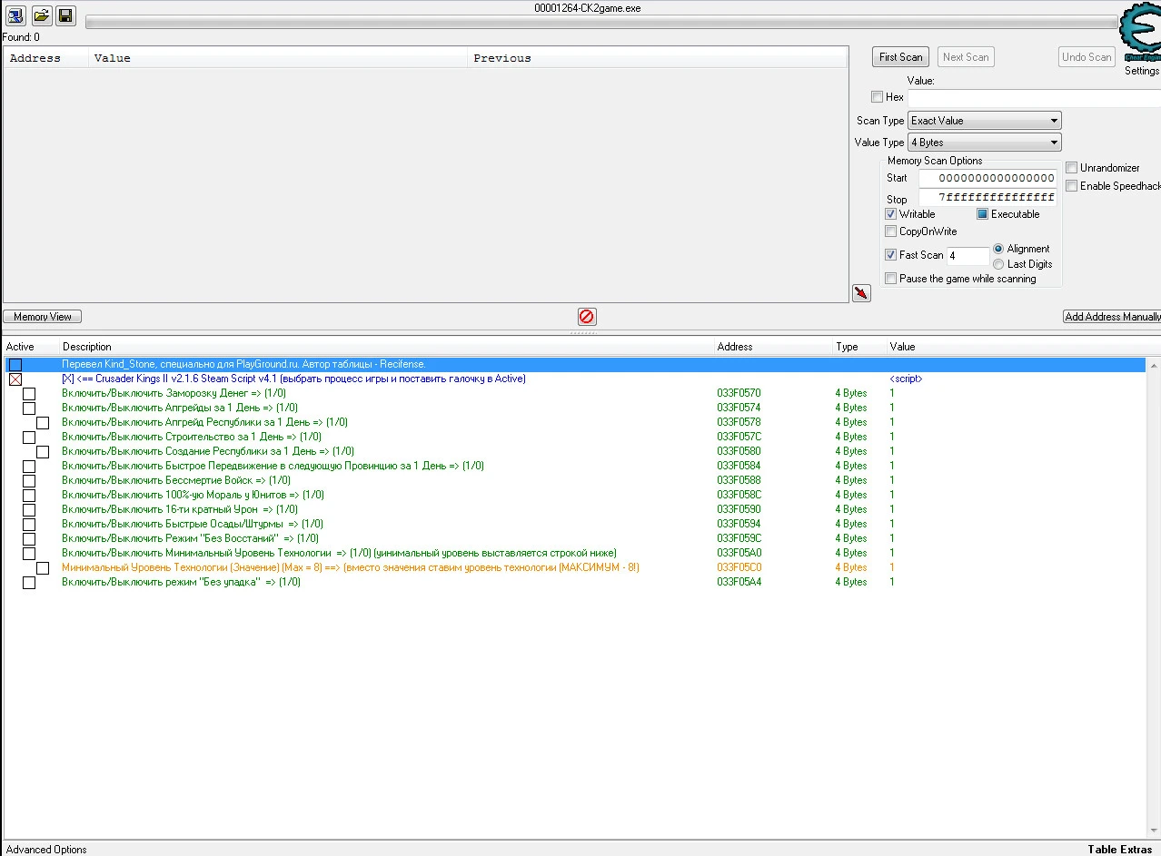 Crusader Kings 2: Таблица для Cheat Engine [2.1.6] {Yable}