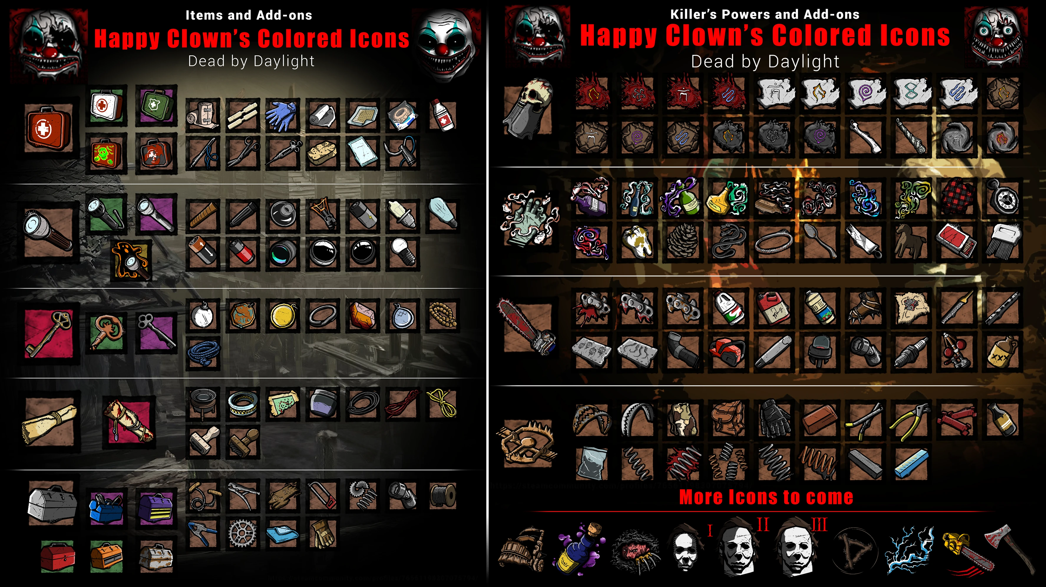 Dead by Daylight "Цветные предметы выживших и способности убийц"