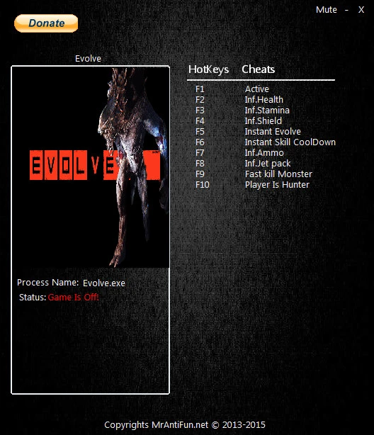 Evolve: Трейнер/Trainer (+8) [2.1] {MrAntiFun}