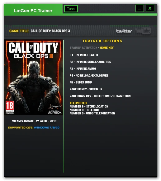 Call of Duty: Black Ops 3: Трейнер/Trainer (+9) [Update 21 April 2016] {LinGon}