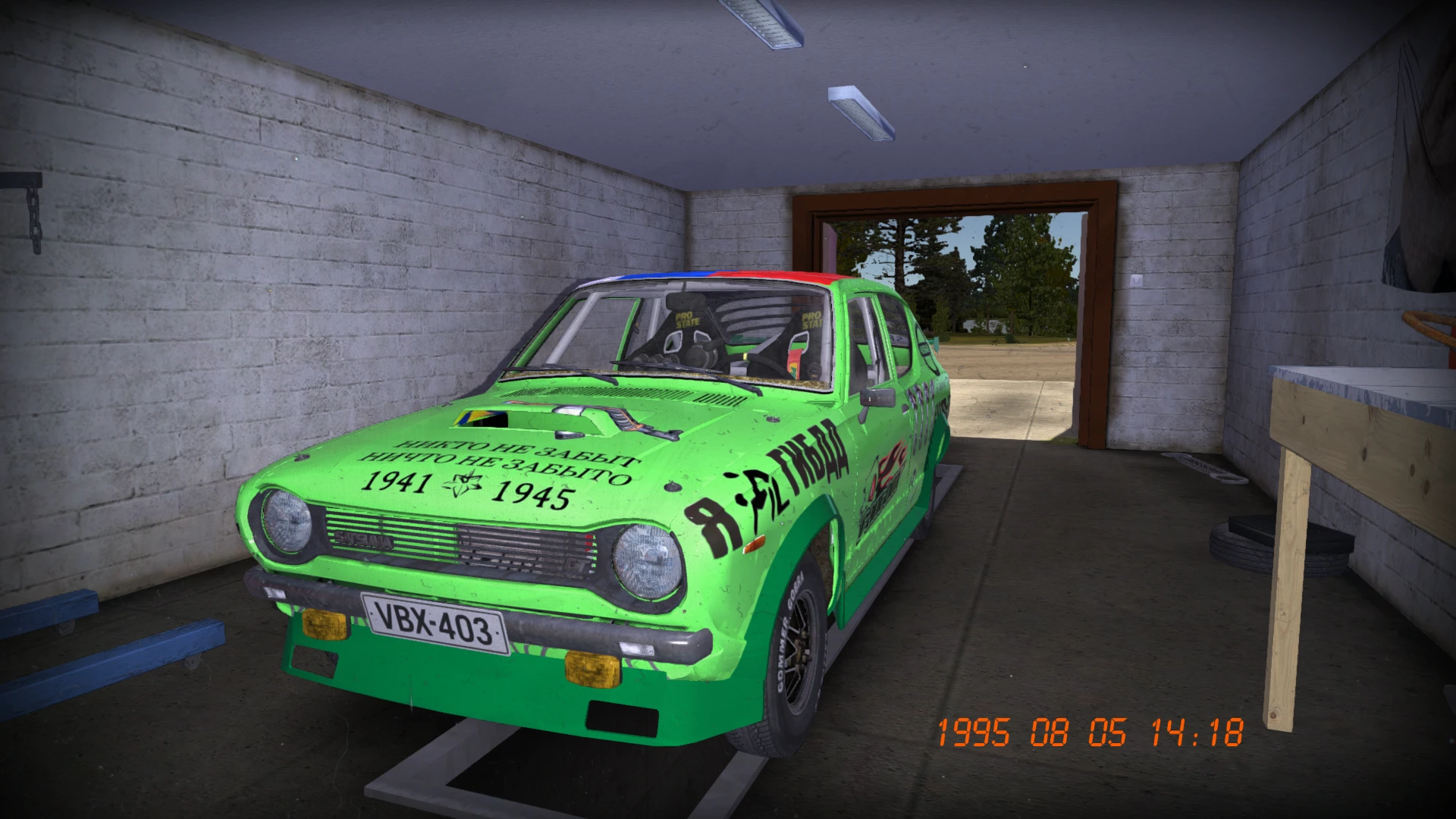 My summer car - "Кастомный зеленый винил с наклейками для Satsuma"