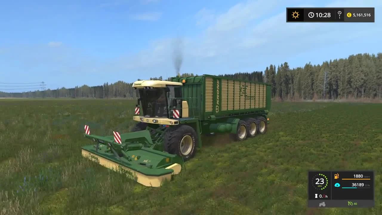 Тест мода самоходной косилки KRONE BIG ZX550GD для игры Farming Simulator 17