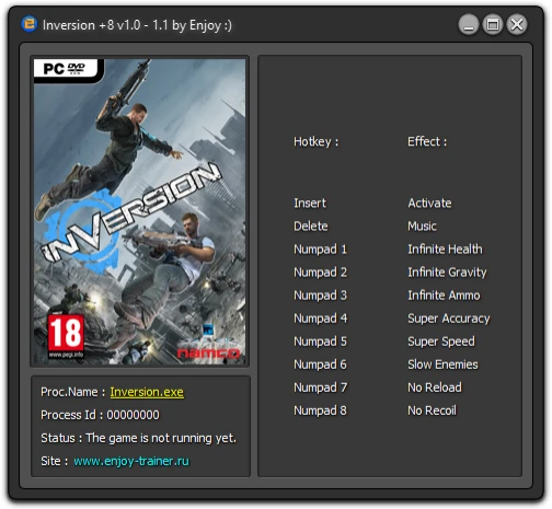 Inversion: Трейнер/Trainer (+8) [1.0 - 1.1 Update 1] {Enjoy}