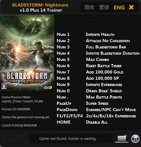 Bladestorm: Nightmare: Трейнер/Trainer (+14) [1.0] {FLiNG}