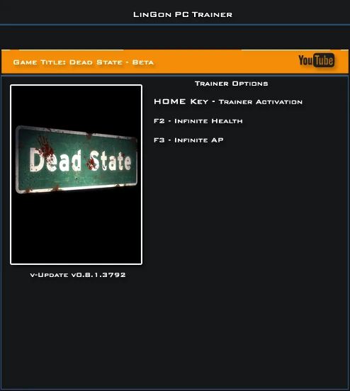 Dead State Beta: Трейнер/Trainer (+2) [0.8.1.3792] {LinGon}