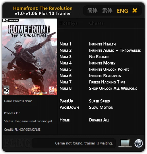 Homefront: The Revolution: Трейнер/Trainer (+10) [1.0 - 1.06] {FLiNG}