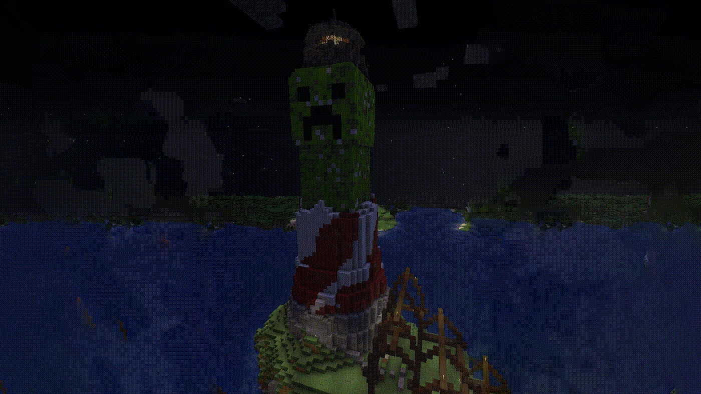 Игрок создал в Minecraft маяк в виде крипера со скрытой функцией