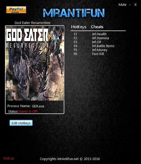 God Eater Resurrection: Трейнер/Trainer (+6) [1.0] {MrAntiFun}