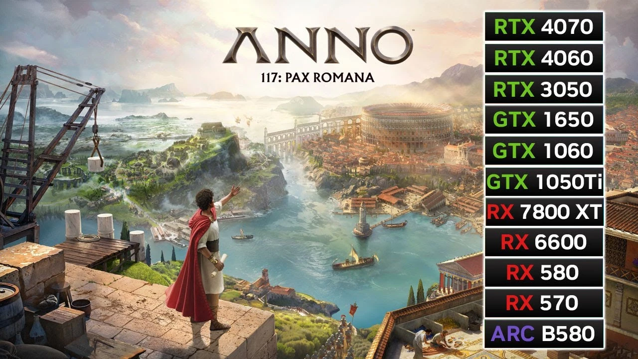 Anno 117: Pax Romana - Тест на 11 видеокартах: от RX 570 до RTX 4070!