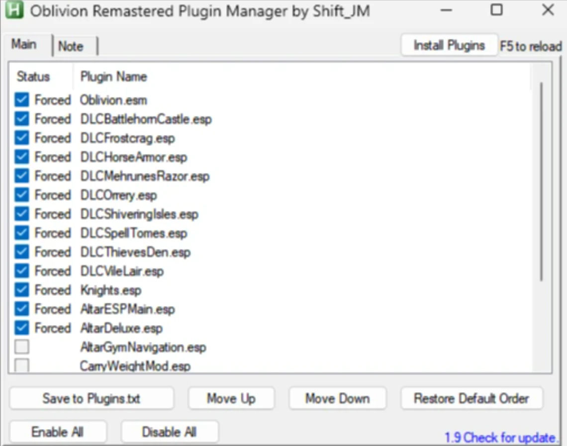 The Elder Scrolls 4: Oblivion Remastered "Простой менеджер плагинов - Simple Oblivion Remastered plugin manager" [v2.1]