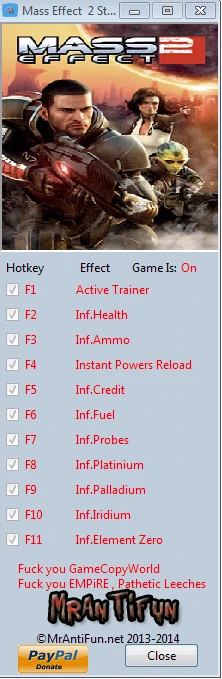 Mass Effect 2: Трейнер/Trainer (+10) [Latest Steam] {MrAntiFun}