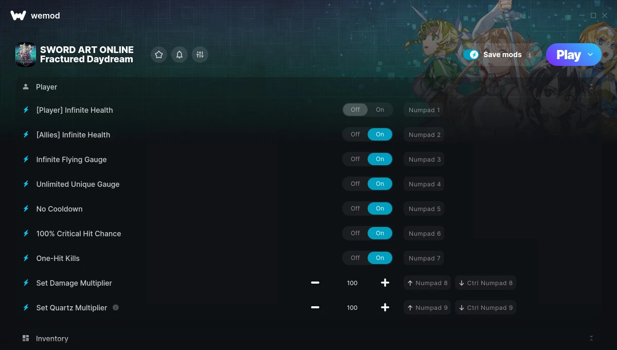 Sword Art Online: Fractured Daydream "Трейнер +17" [UPD: 03.04.2025] {GreenHouse / WeMod}