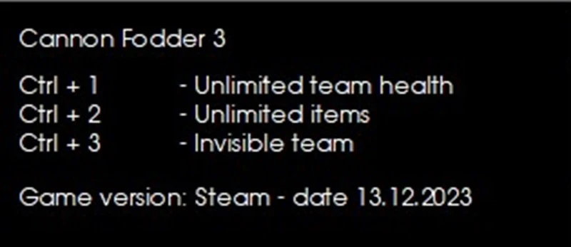 Cannon Fodder 3 "Трейнер +3" [Steam] {LIRW / GHL}