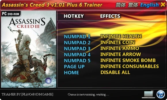 Assassin's Creed 3: Трейнер/Trainer (+6) [1.01] {FLiNG}