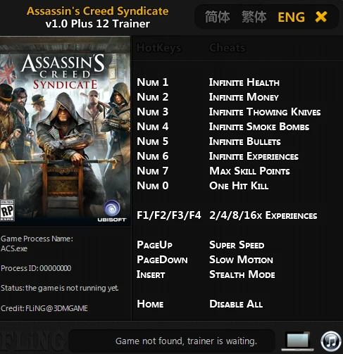 Assassin's Creed: Syndicate: Трейнер/Trainer (+12) [1.0] {FLiNG}