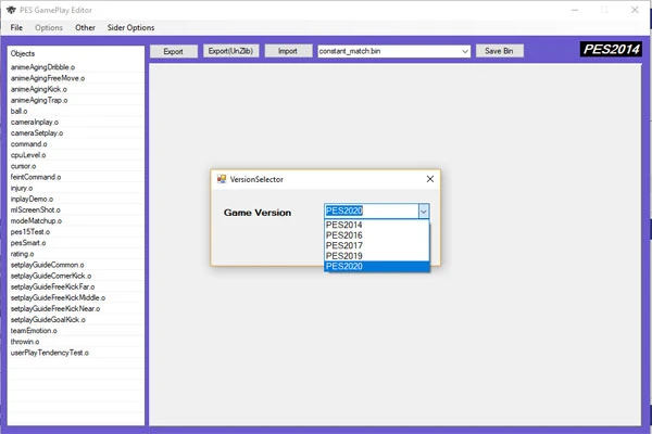 PES 2020 "Gameplay Editor v 0.85a"