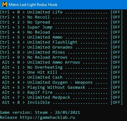 Metro Last Light Redux: Трейнер/Trainer (+19) [Steam] {LIRW / GHL}