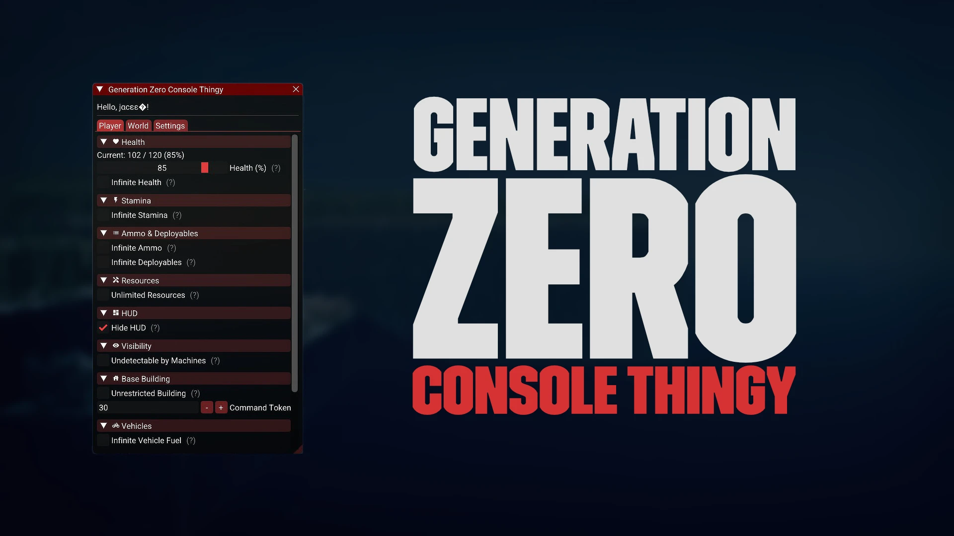 Generation Zero "Чит-Меню" [1.0] {jacee}