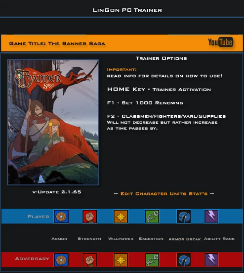 The Banner Saga: Трейнер/Trainer (+8) [2.1.65] {MrAntiFun}