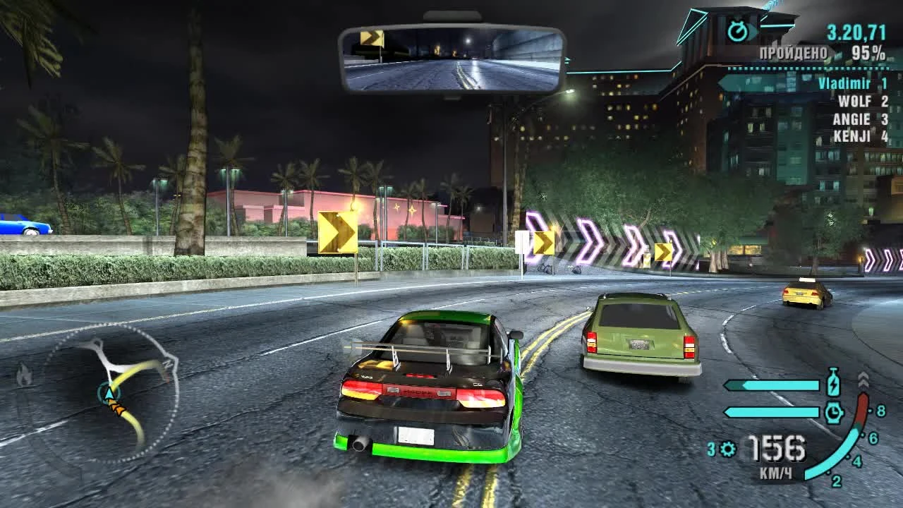 Need for Speed: Carbon - автогонка с Энджи, Кендзи и Вольфом по городу, с использованием "Ниссана 240SX"