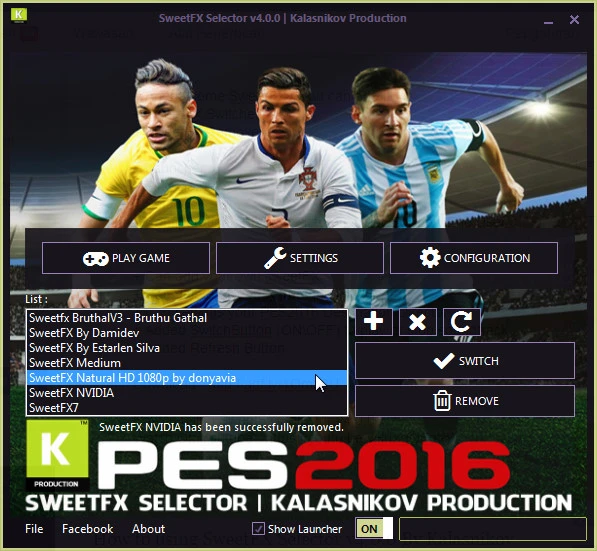 PES 2016 SweetFX Selector v4.0.0 By Kalasnikov Production