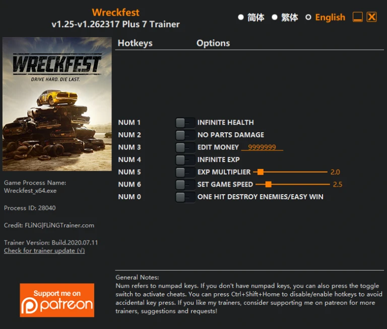 Wreckfest: Трейнер/Trainer (+7) [1.25 - 1.262317] {FLiNG}