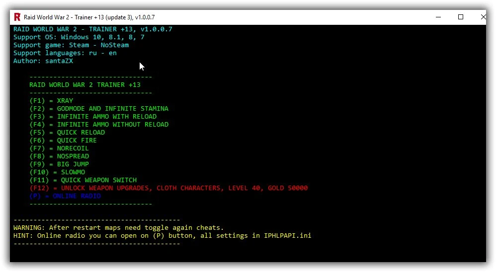 RAID: World War II: Трейнер/Trainer (+13) [Update 3] (santaZX)
