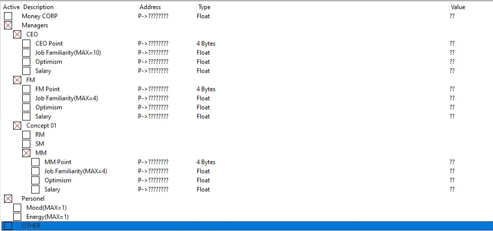 King of Retail: Таблица для Cheat Engine [Steam v.0.14.0.15] {Gromgol}