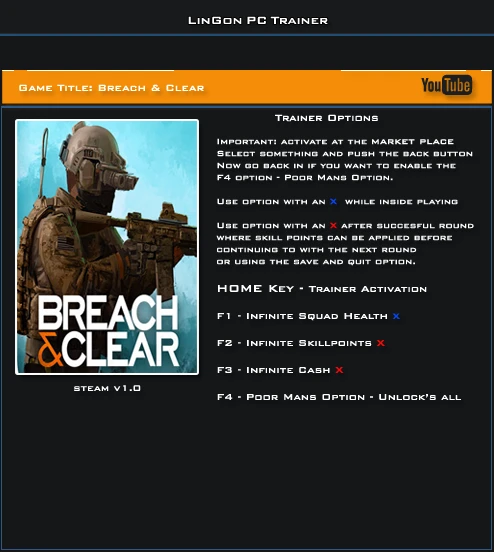 Breach And Clear: Трейнер/Trainer (+4) [1.0] {LinGon}