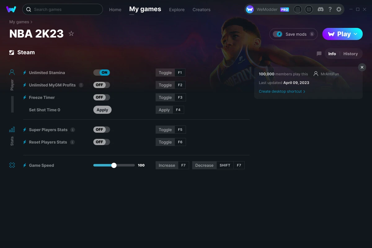 NBA 2K23 "Трейнер +8" [UPD: 09.04.2023] {MrAntiFun / WeMod}
