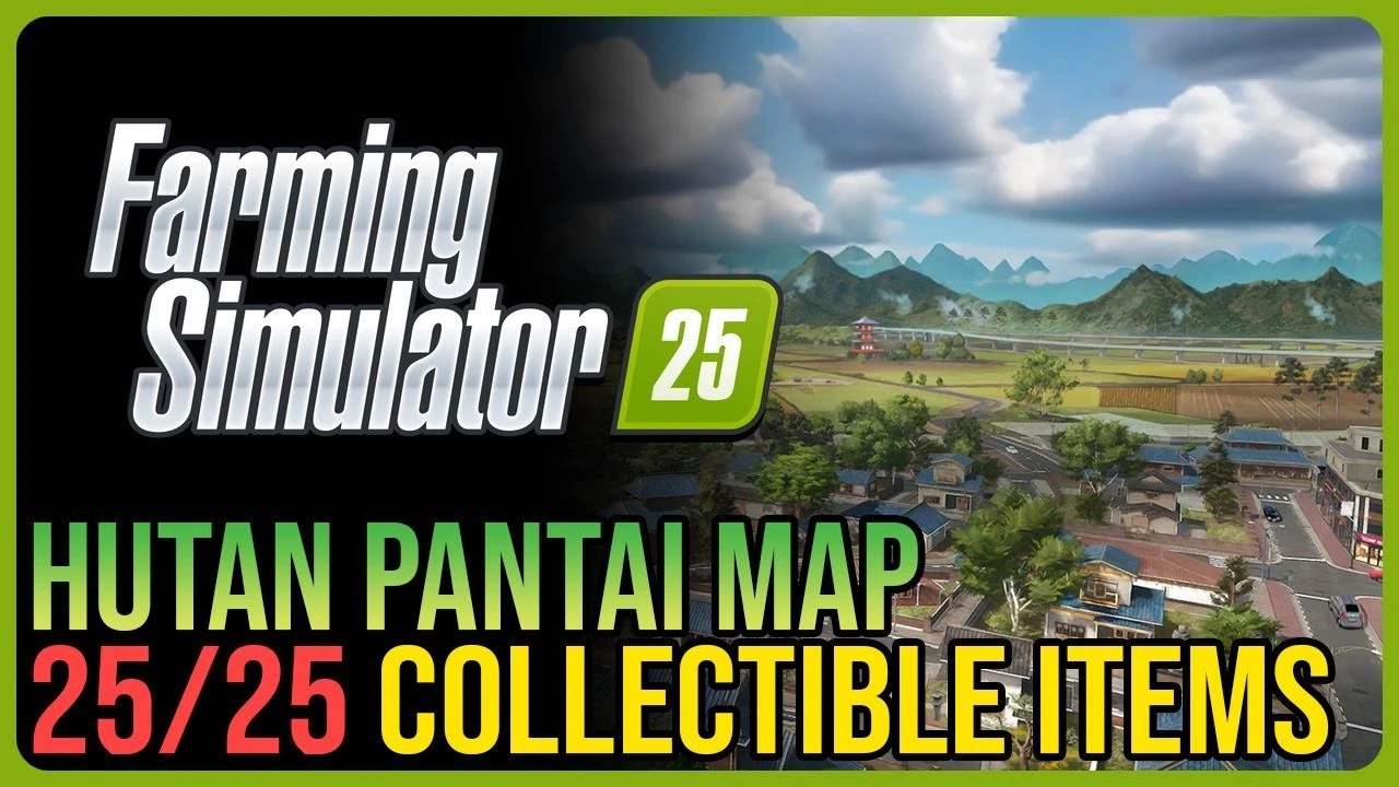 Где найти все коллекционные предметы на карте Hutan Pantai в Farming Simulator 25