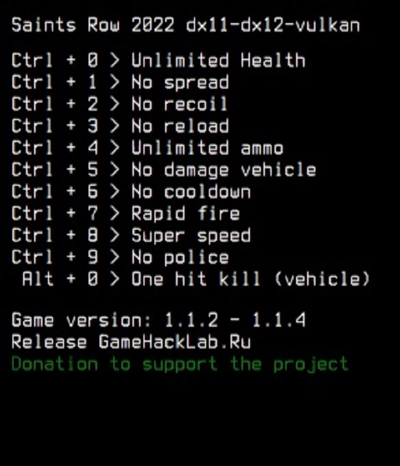 Saints Row "Трейнер +11" [1.1.2 - 1.1.4 dx11-dx12-vulkan] {LIRW / GHL}