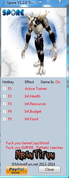 Spore: Трейнер/Trainer (+4) [1.2.0] {MrAntiFun}