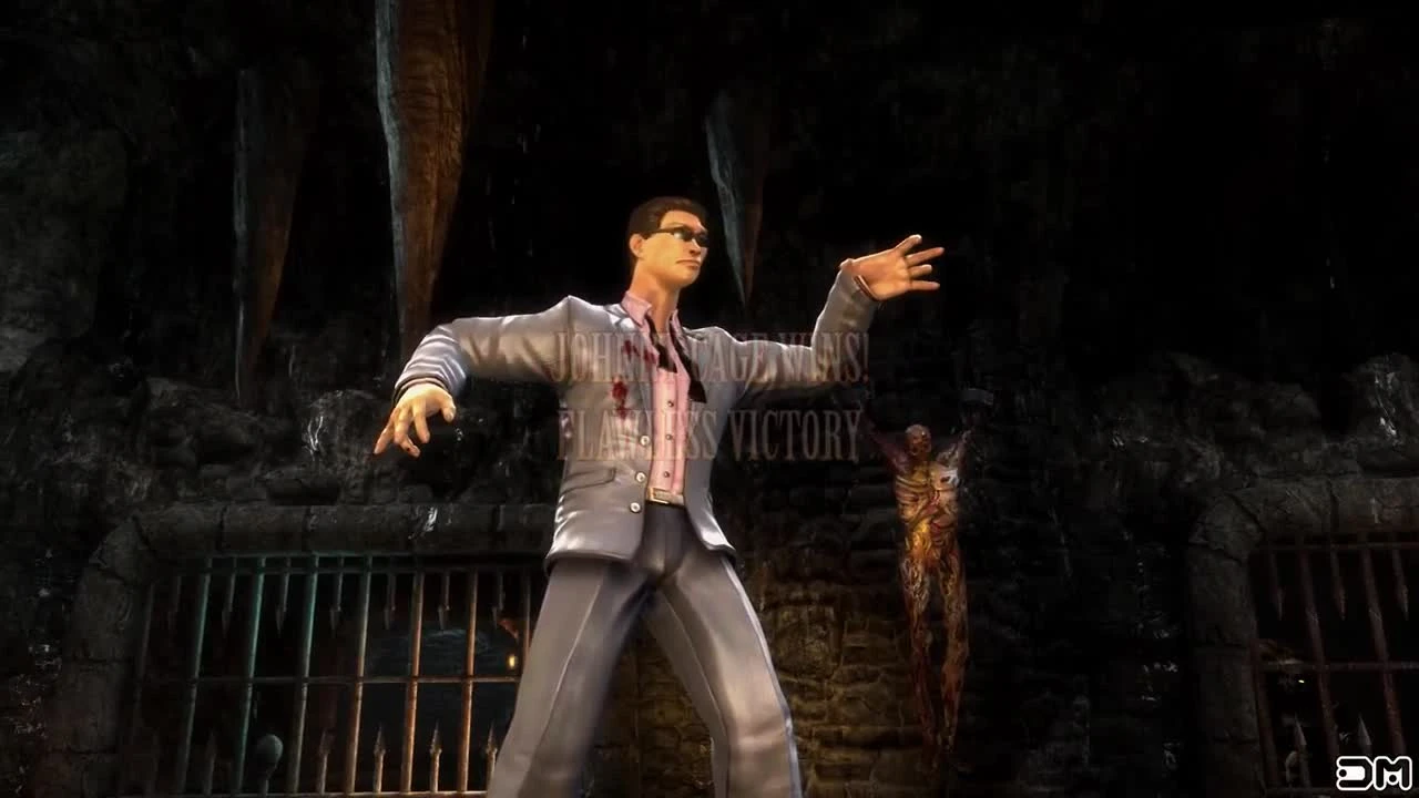 Mortal Kombat - Джонни Кейдж делает начальные и победные стойки от других персонажей