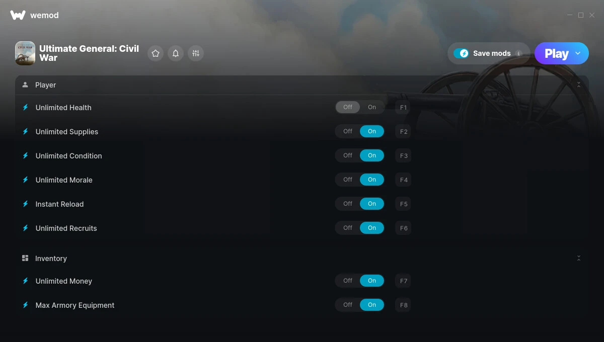 Ultimate General: Civil War "Трейнер +8" [UPD: 14.08.2025] {MrAntiFun / WeMod}