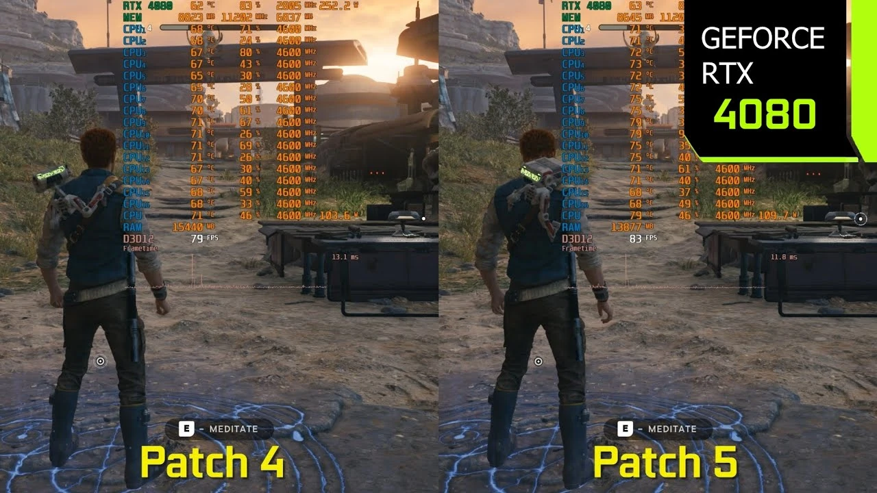 В видео сравнили производительность ПК-версии Star Wars Jedi: Survivor до и после патча