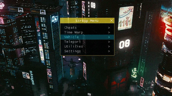 Cyberpunk 2077: Чит-Мод/Cheat-Mode (Str8up Menu) [2.4h4]