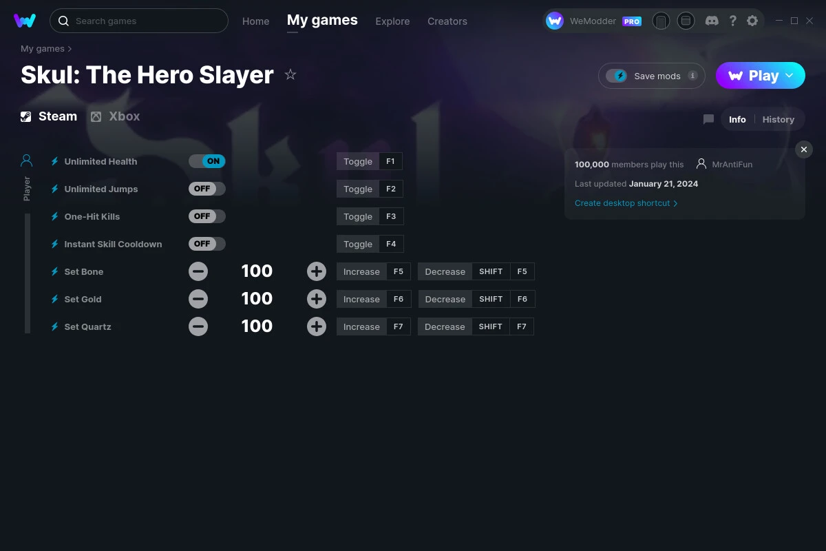 Skul: The Hero Slayer "Трейнер +7" [UPD: 21.01.2024] {MrAntiFun / WeMod}