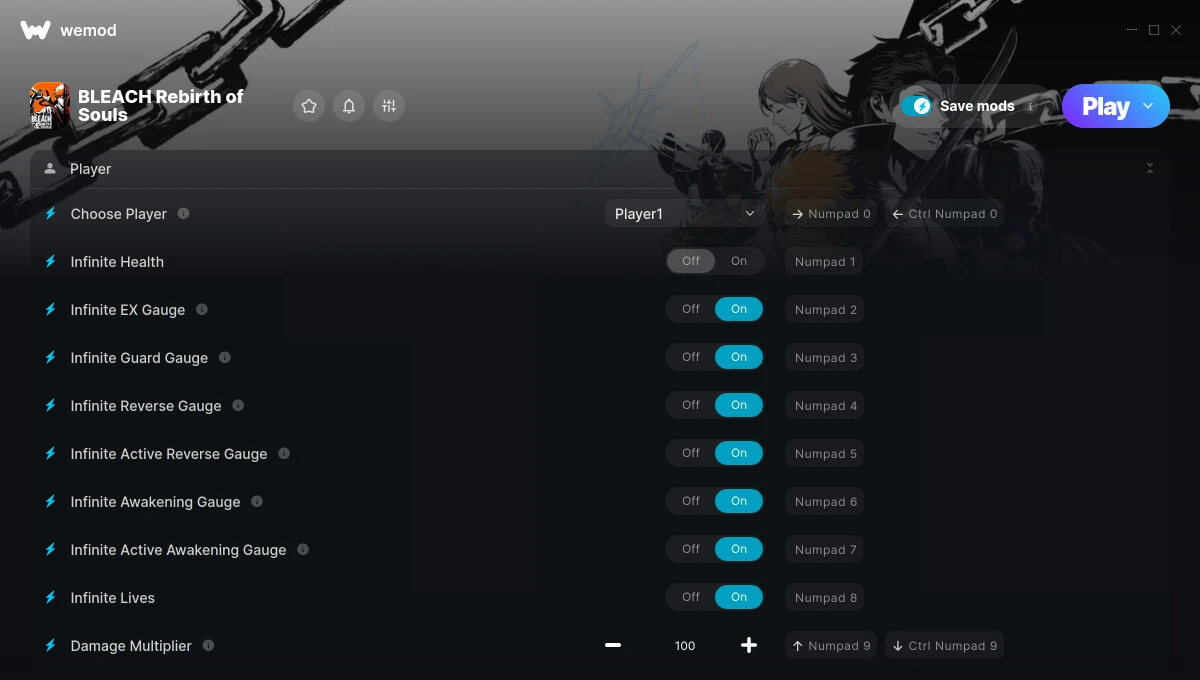 Bleach: Rebirth of Souls "Трейнер +16 от WeMod: Здоровье, урон, шкала и пр"