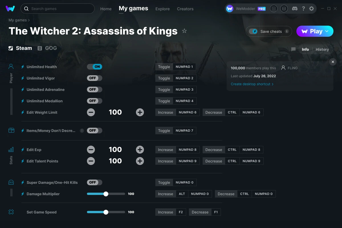 The Witcher 2: Assassins of Kings "Трейнер +13" [UPD: 26.07.2022] {FLiNG / WeMod}