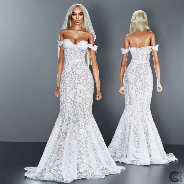 The Sims 4 "Кружевное свадебное платье "