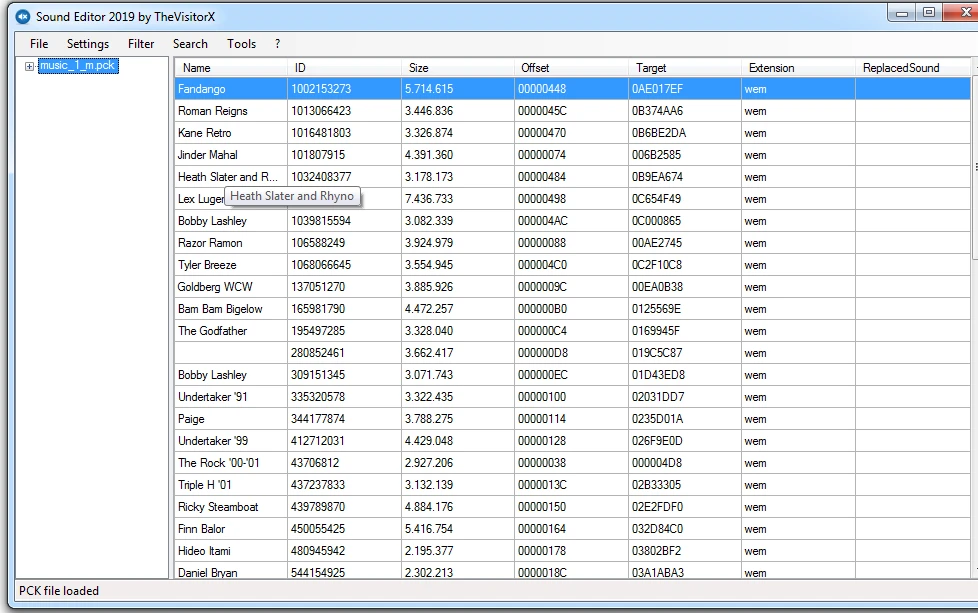 WWE 2K19 "Sound Editor 2019 Version 1.1.0.1"