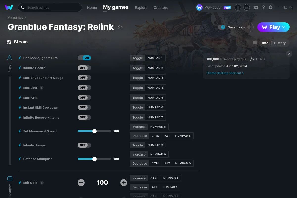 Granblue Fantasy: Relink "Трейнер +32" [UPD: 02.06.2024] {FLiNG / WeMod}