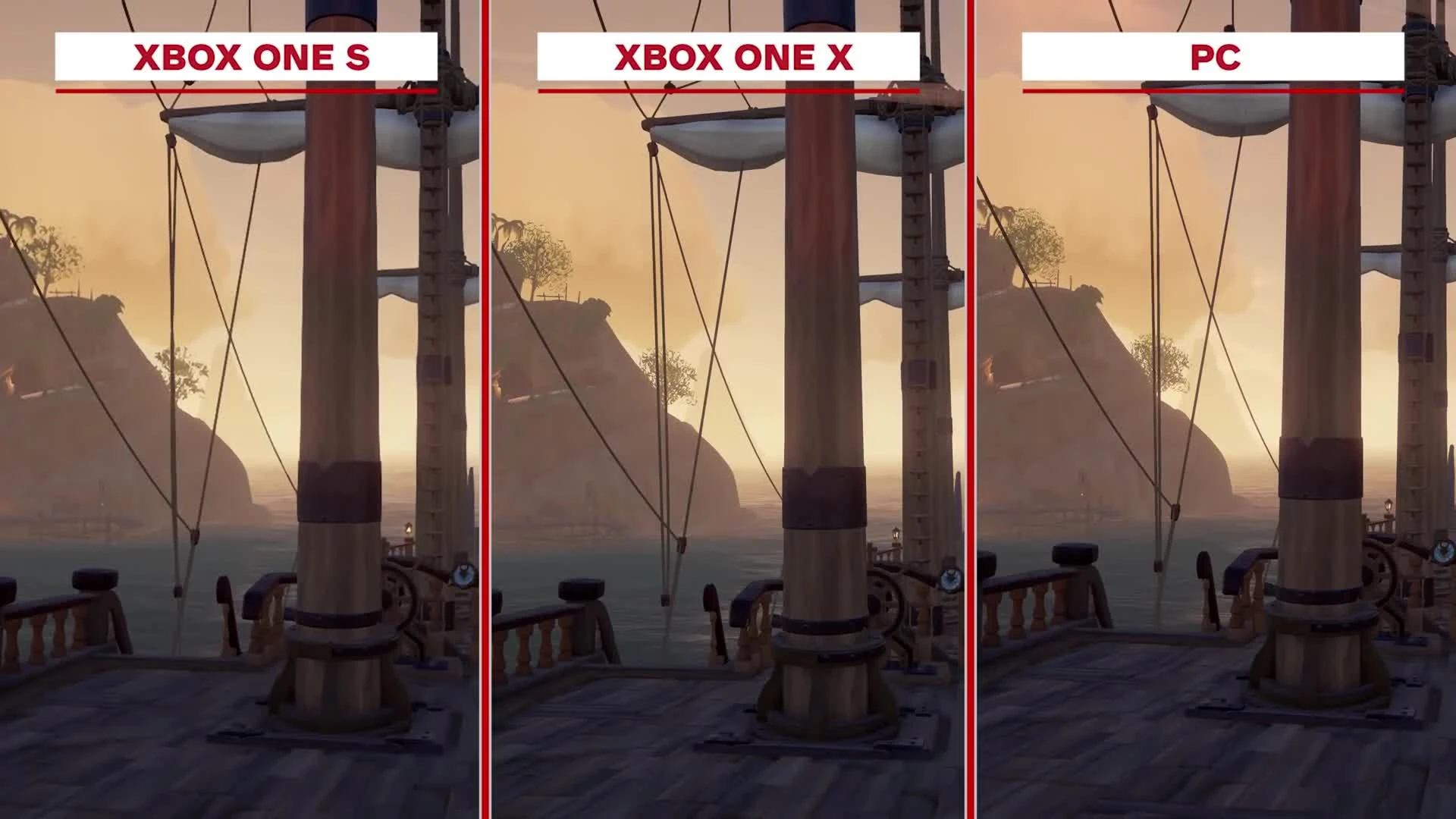 Sea of Thieves Сравнение графики: Xbox One vs. Xbox One X vs. PC