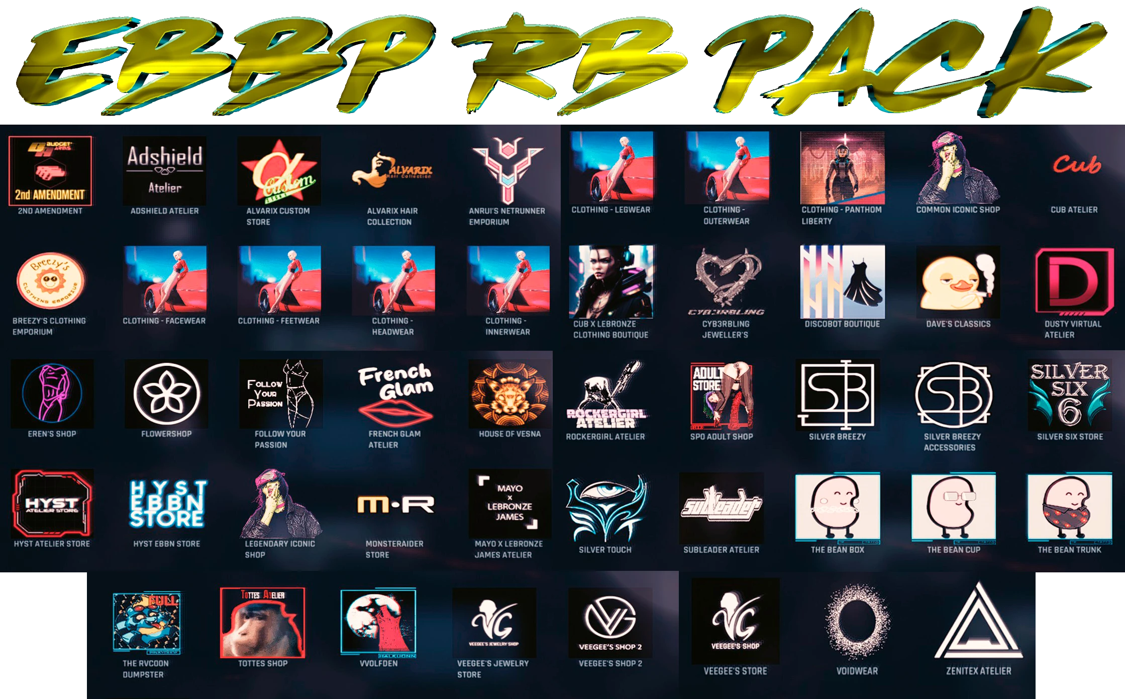 Cyberpunk 2077 "EBBP RB - Огромная сборка одежды, 78 магазинов и более 4000 новых предметов" [v1.3]