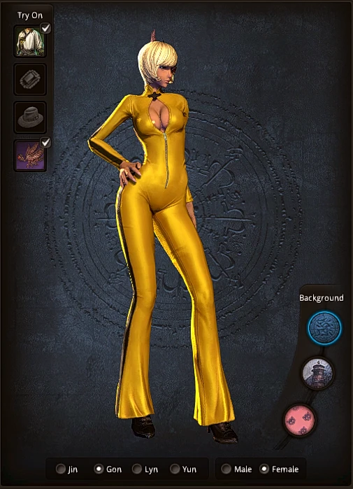 Blade & Soul "Костюм Килл Билл:цвета Желтый и Синий для расы ВЭН(GON-английская версия)"