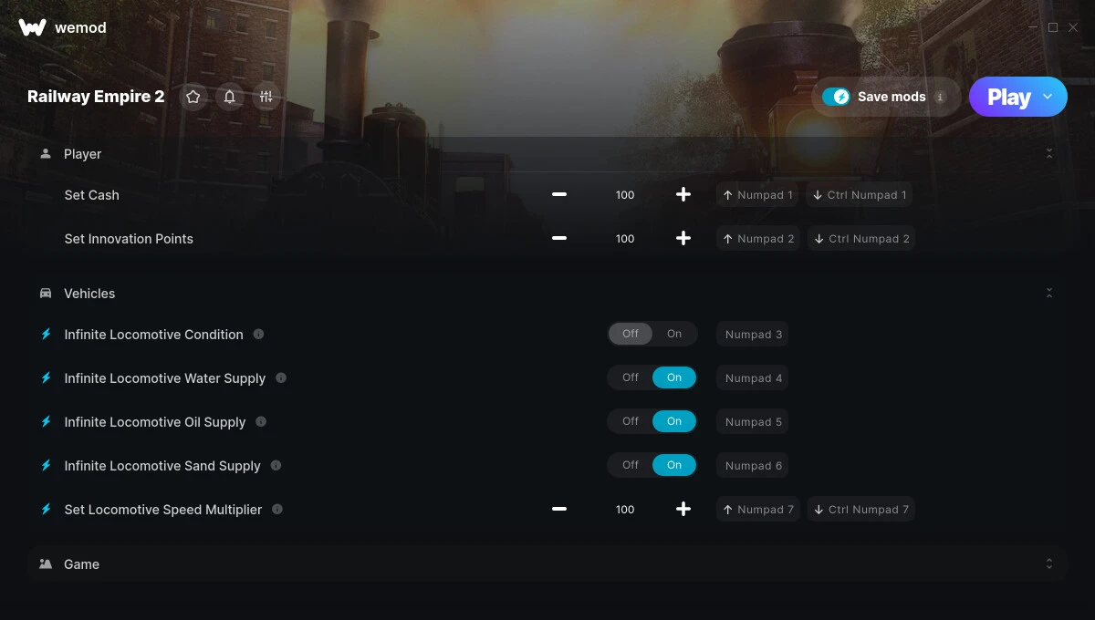 Railway Empire 2 "Трейнер +11 WeMod: Деньги, жители, товары и пр"