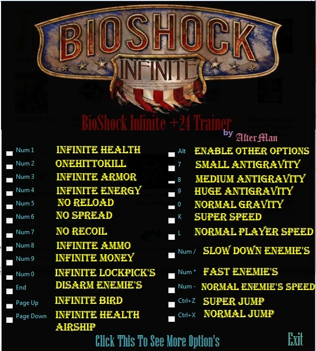 BioShock Infinite: Трейнер/Trainer (+24) [All Version's] {AfterMan}