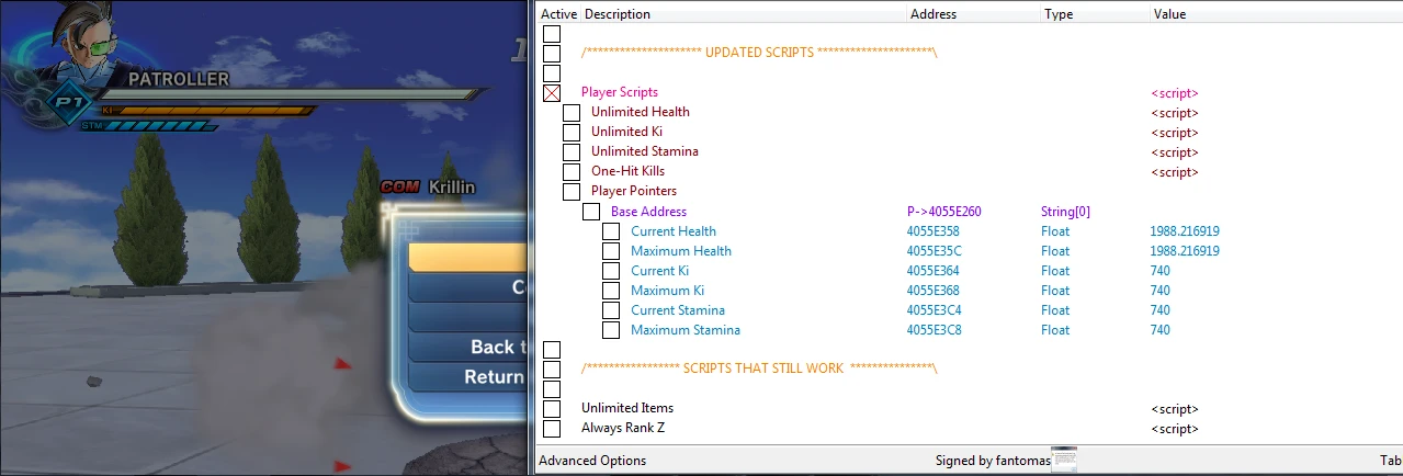 Dragon Ball Xenoverse 2: Таблица для Cheat Engine [1.09] {fantomas}